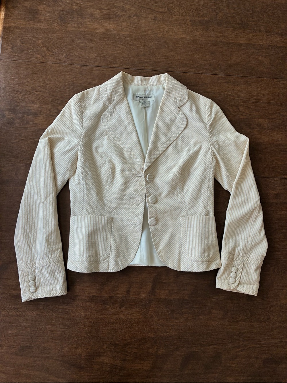 Banana Republic Women's Light Cream/butter yellow Seersucker Blazer